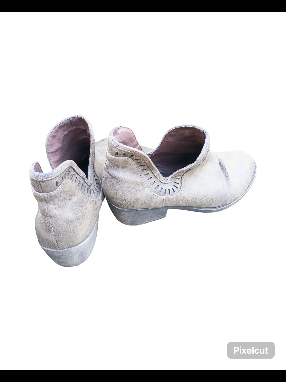 pop Taupe Distressed Cutout Ankle Booties - Picture 6 of 9